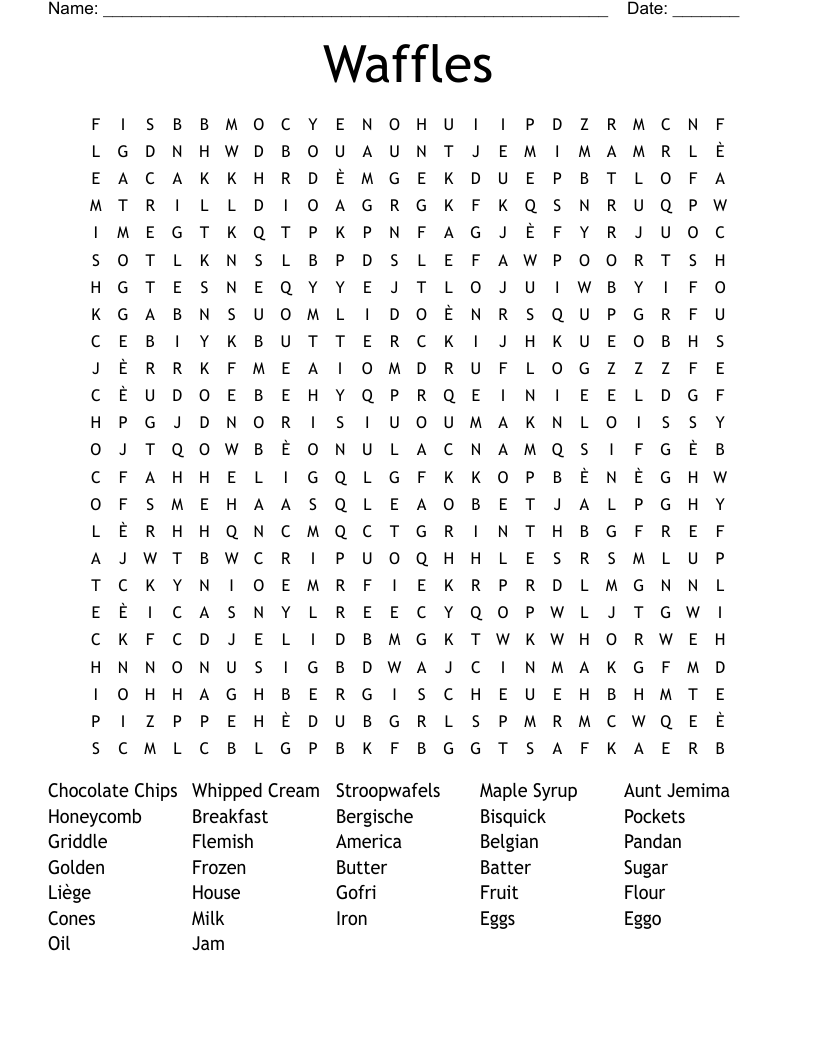 Waffles Word Search