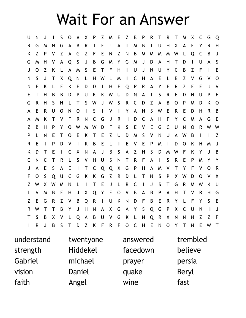 Wait For an Answer Word Search