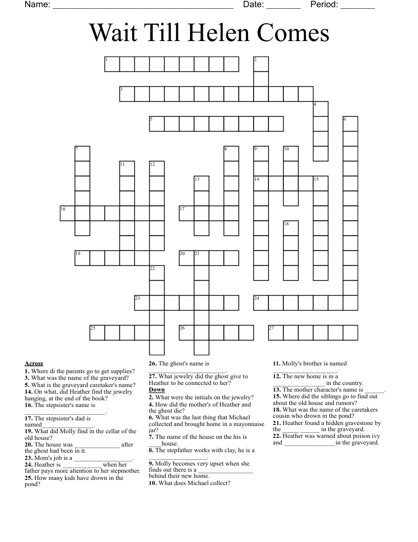 Wait Till Helen Comes Crossword