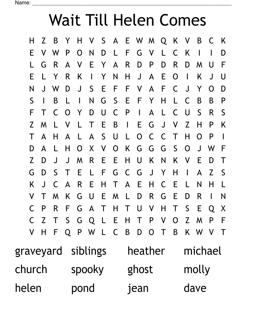 Wait Till Helen Comes Word Search