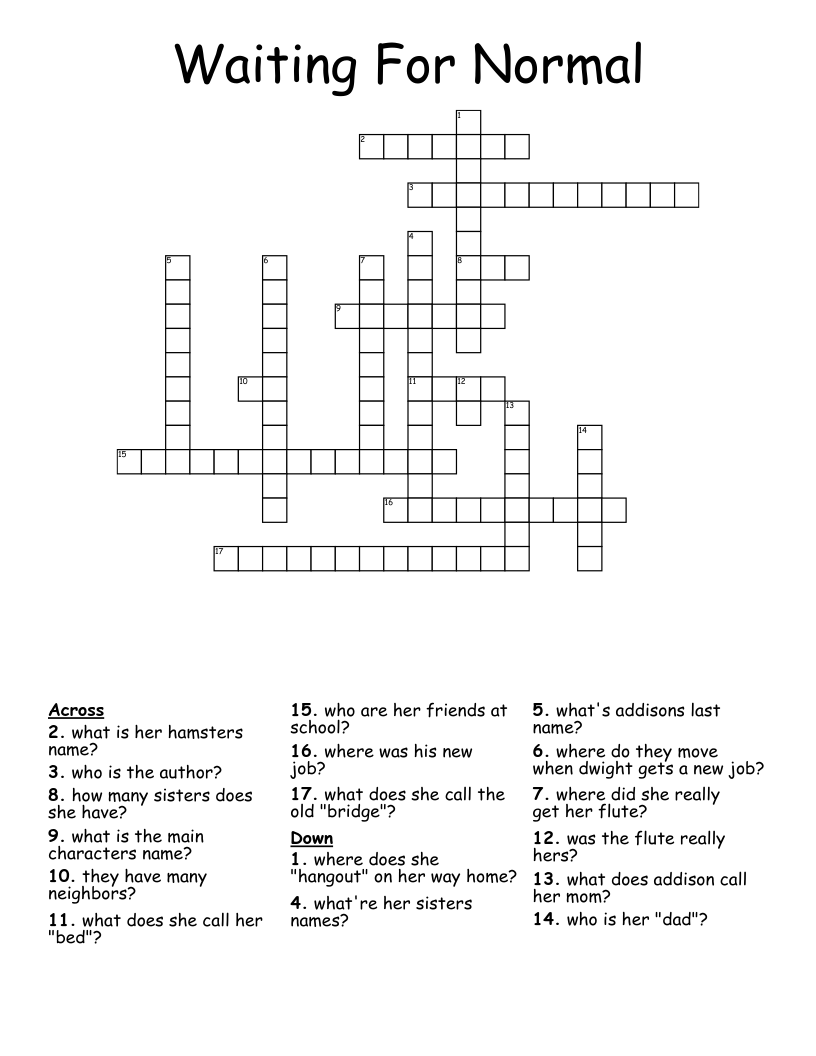 Waiting For Normal Crossword