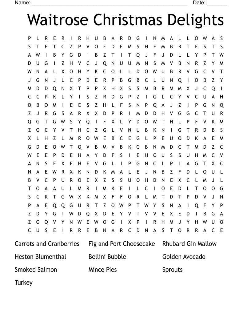 Waitrose Christmas Delights Word Search