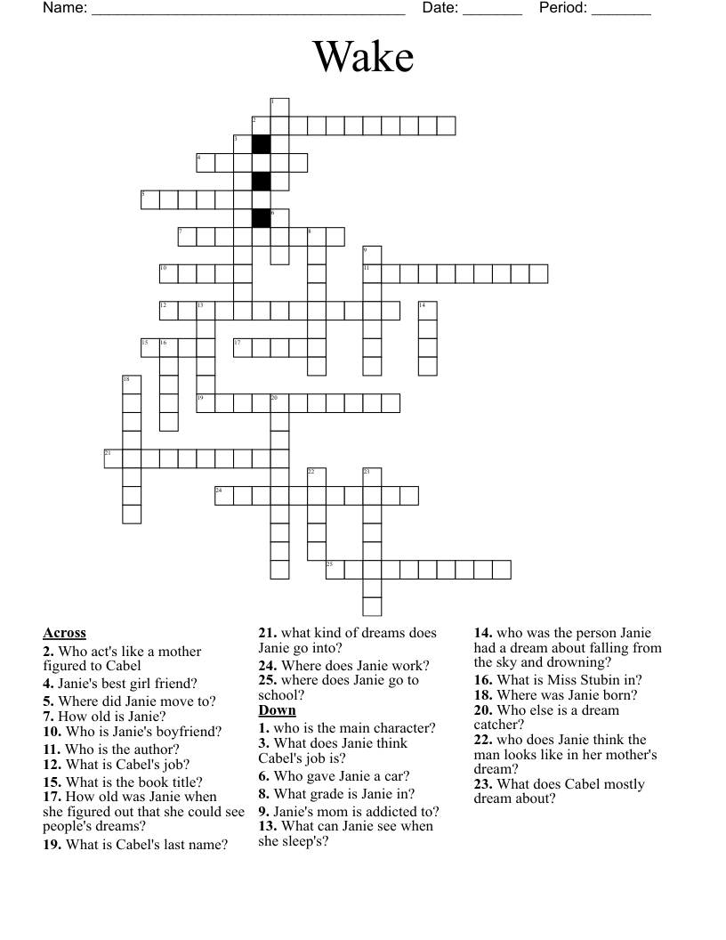 Wake Crossword