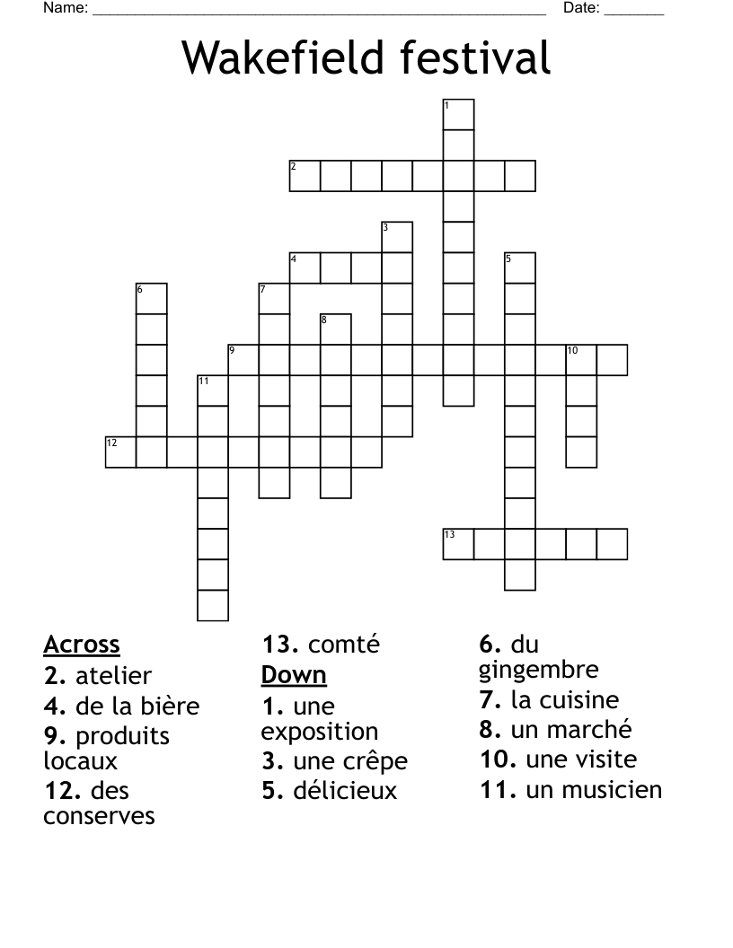 Wakefield festival Crossword