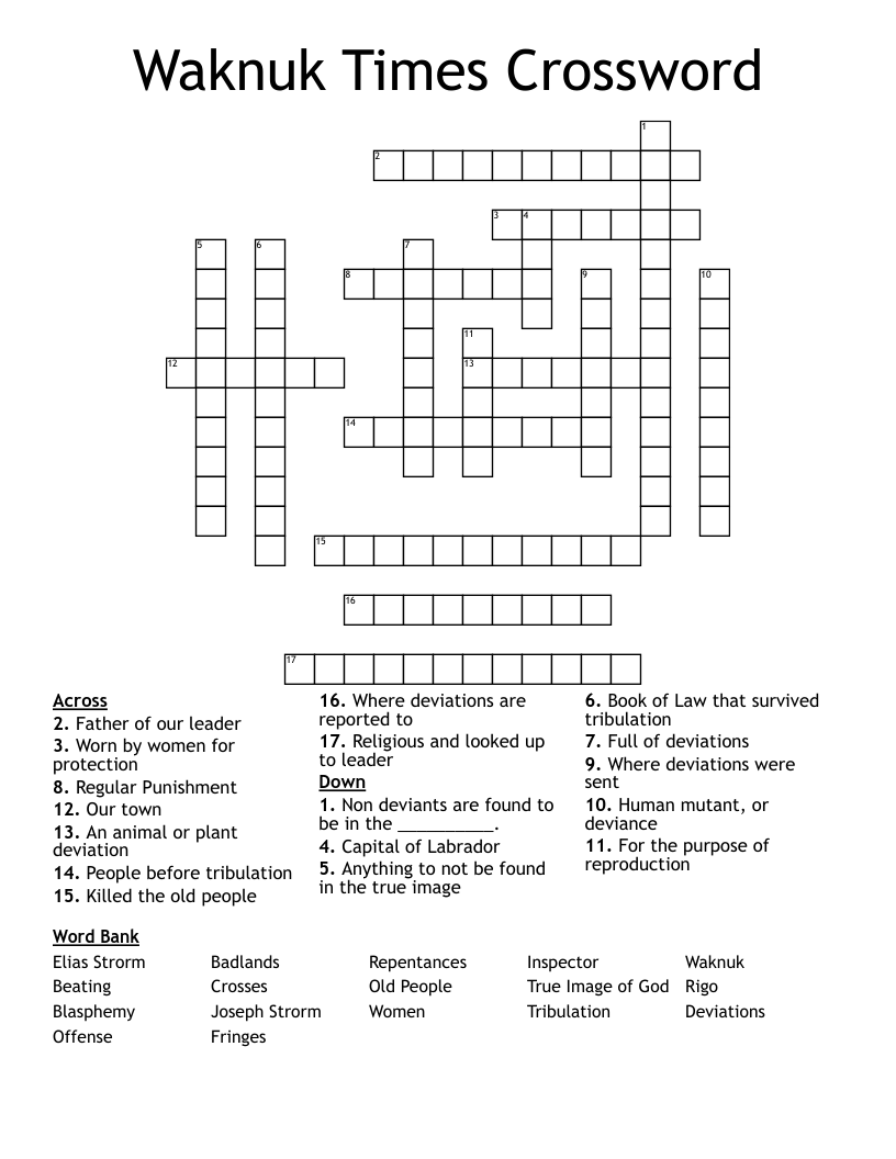 Waknuk Times Crossword