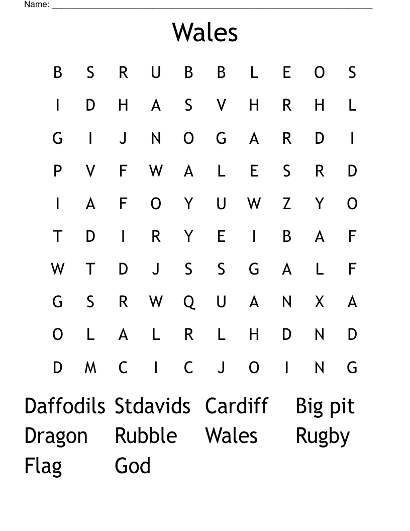 Wales Word Search