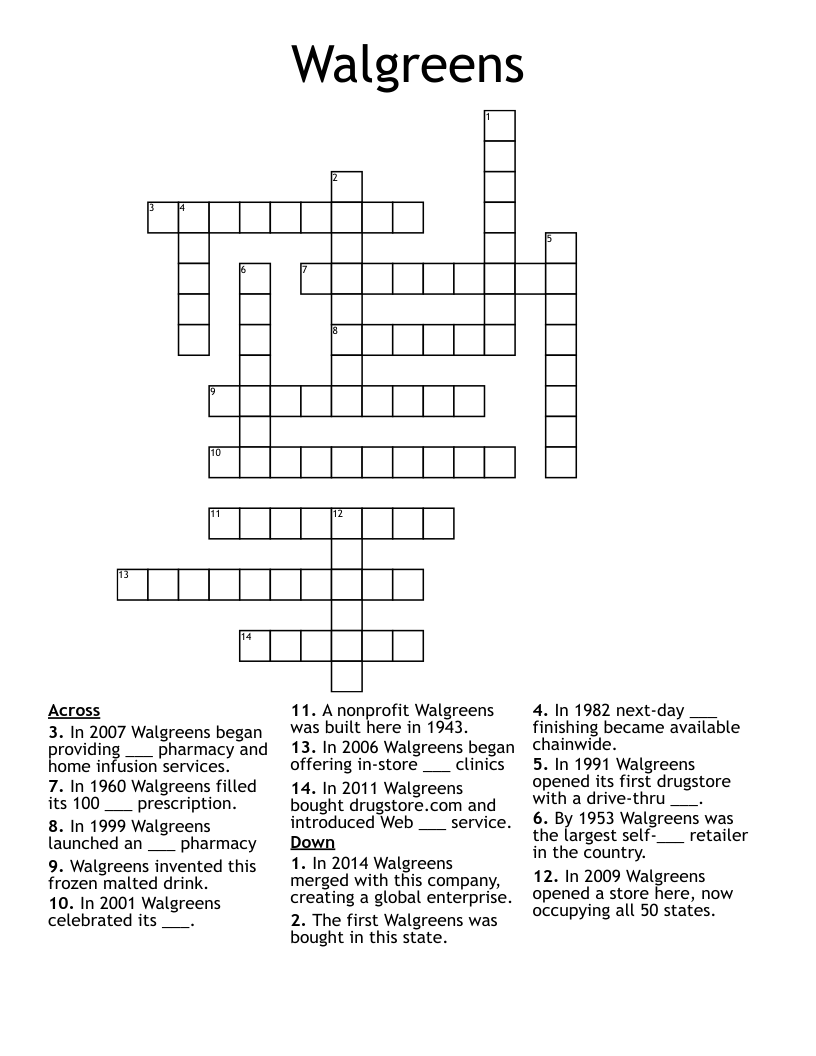 Walgreens Crossword