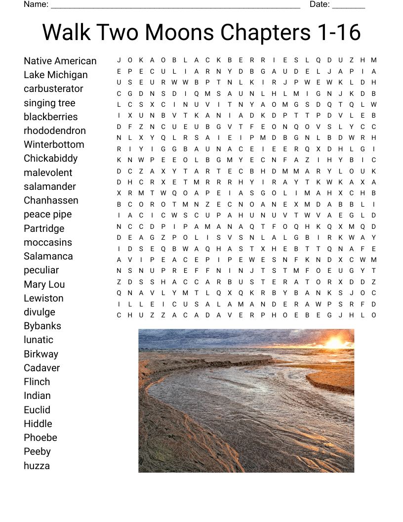 Walk Two Moons Chapters 1-16 Word Search