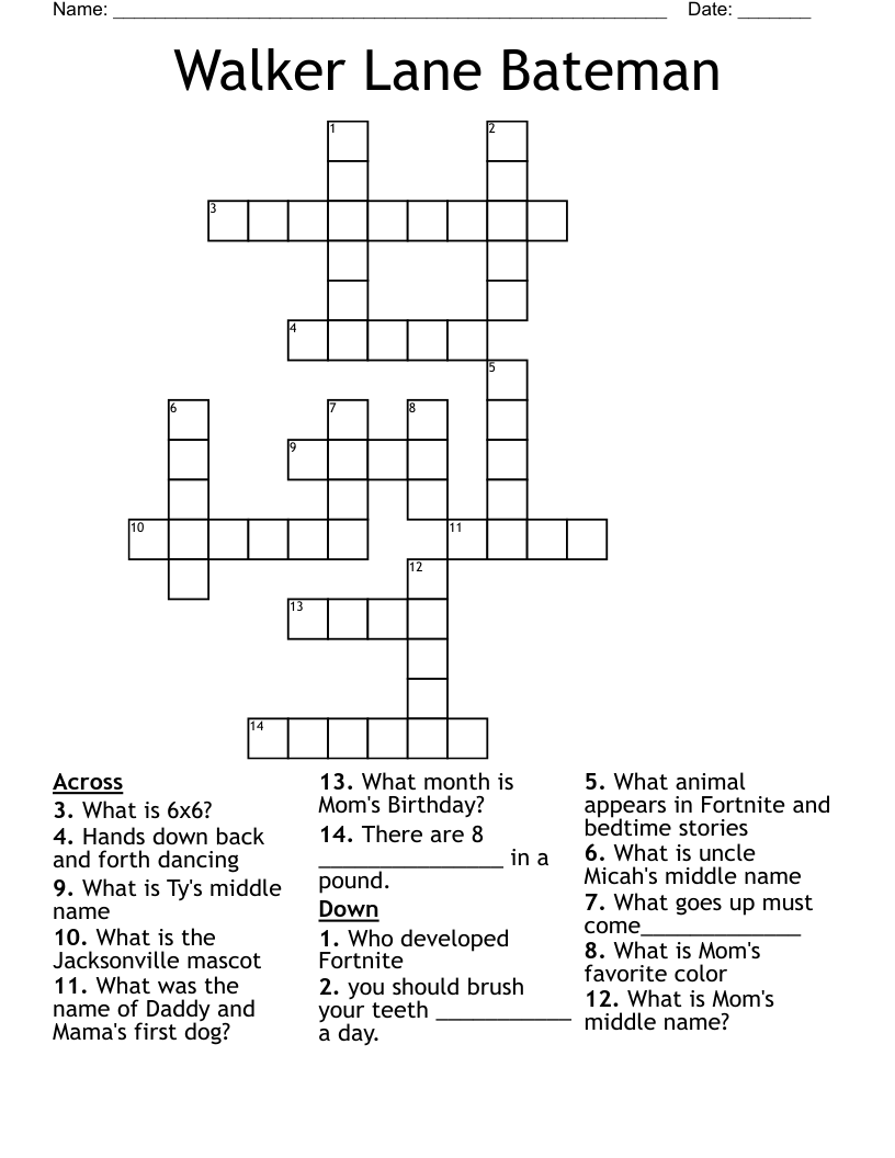 Walker Lane Bateman Crossword