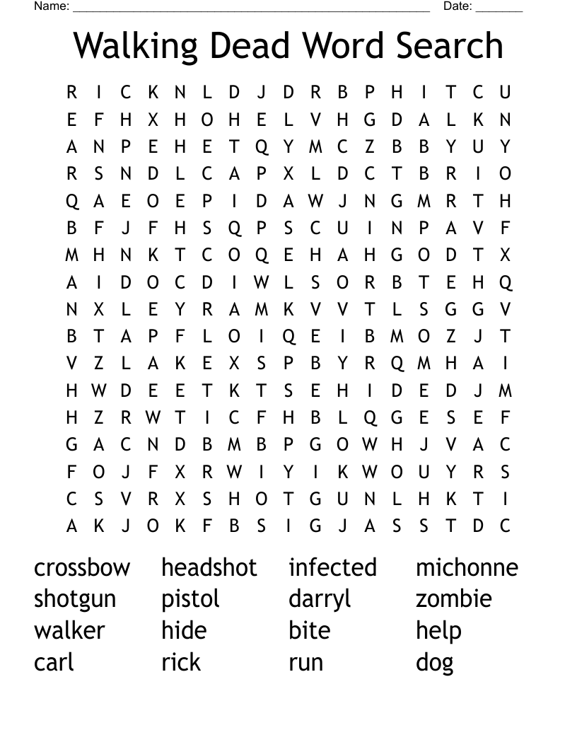 Walking Dead Word Search