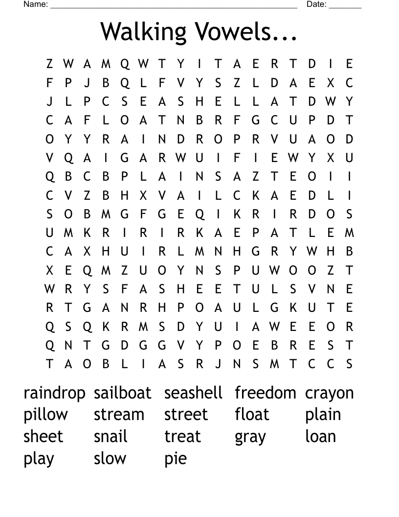 Walking Vowels... Word Search