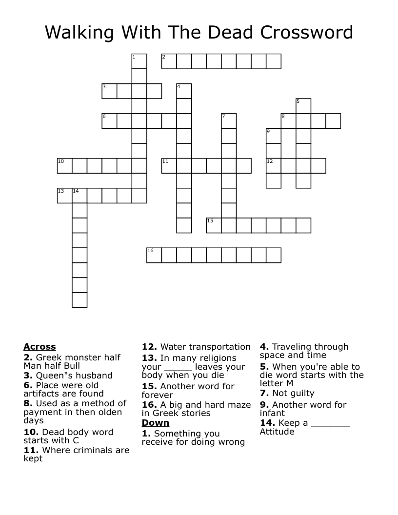 Walking With The Dead Crossword 