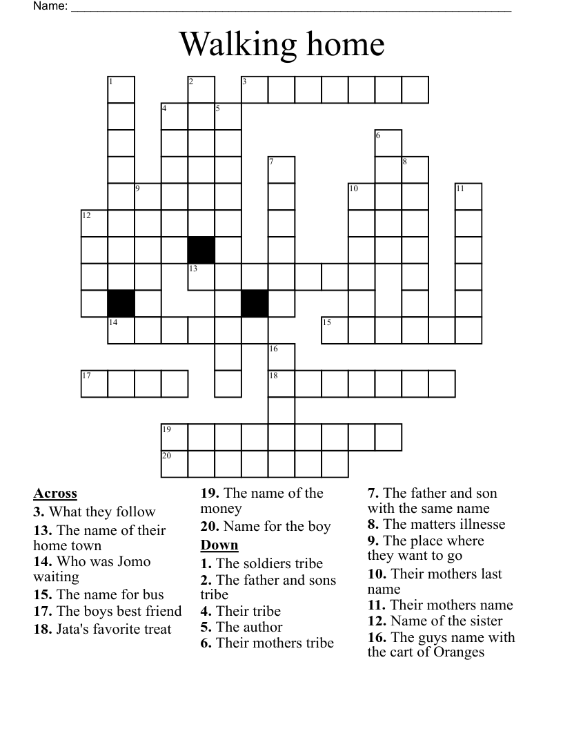 Walking home  Crossword