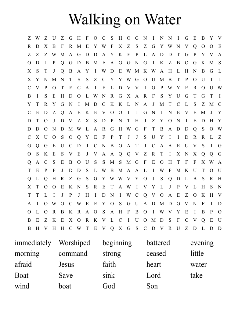 Walking on Water Word Search