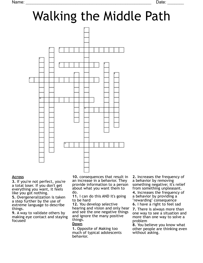 Walking the Middle Path Crossword