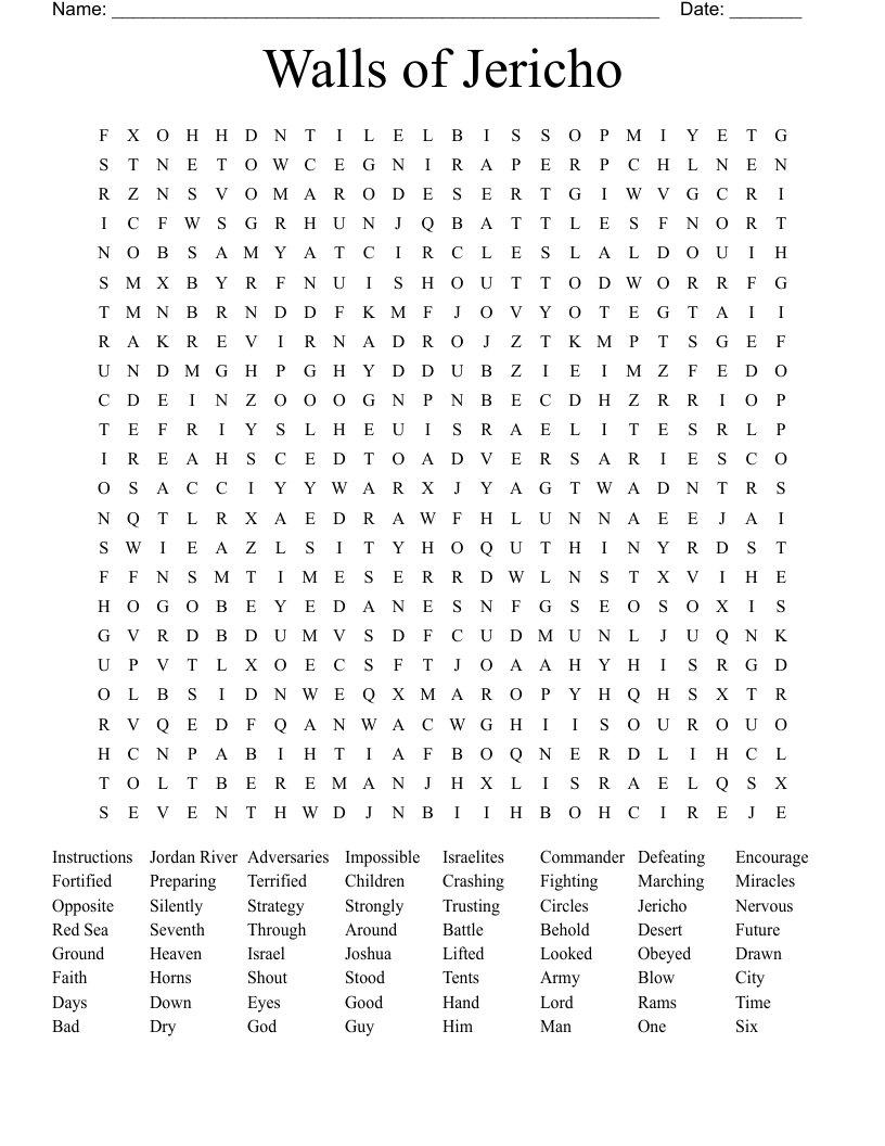 Walls of Jericho Word Search