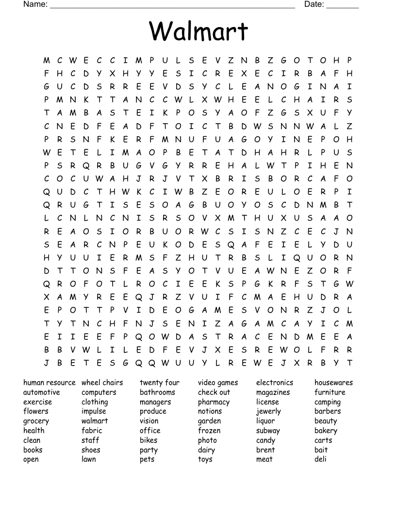 Walmart Word Search
