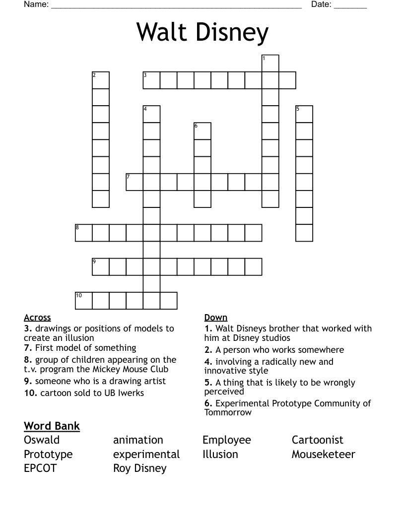 Walt Disney Crossword