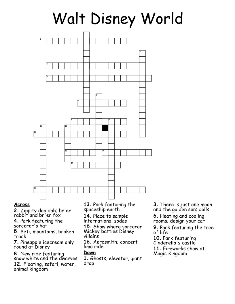 Walt Disney World  Crossword