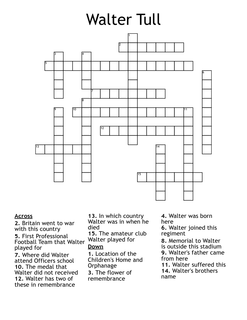 Walter Tull Crossword