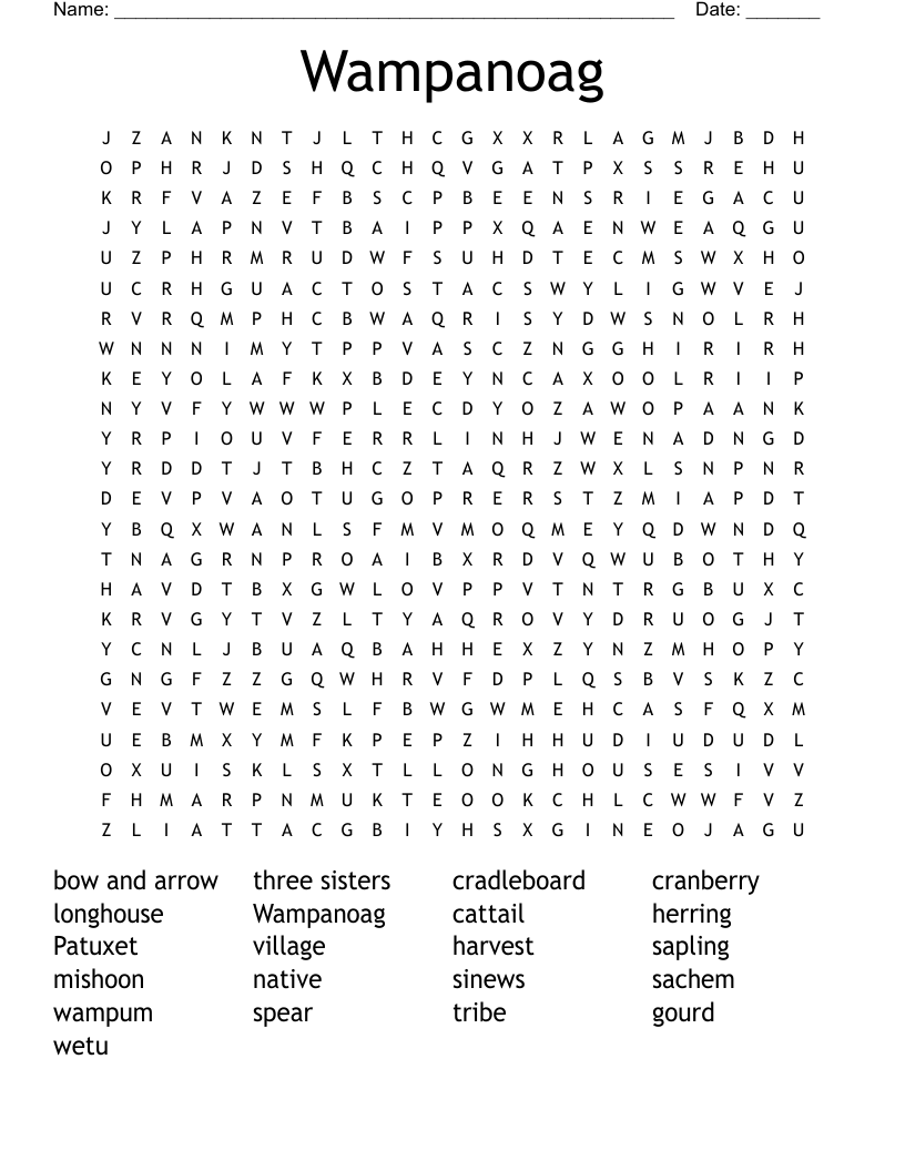 Wampanoag Word Search