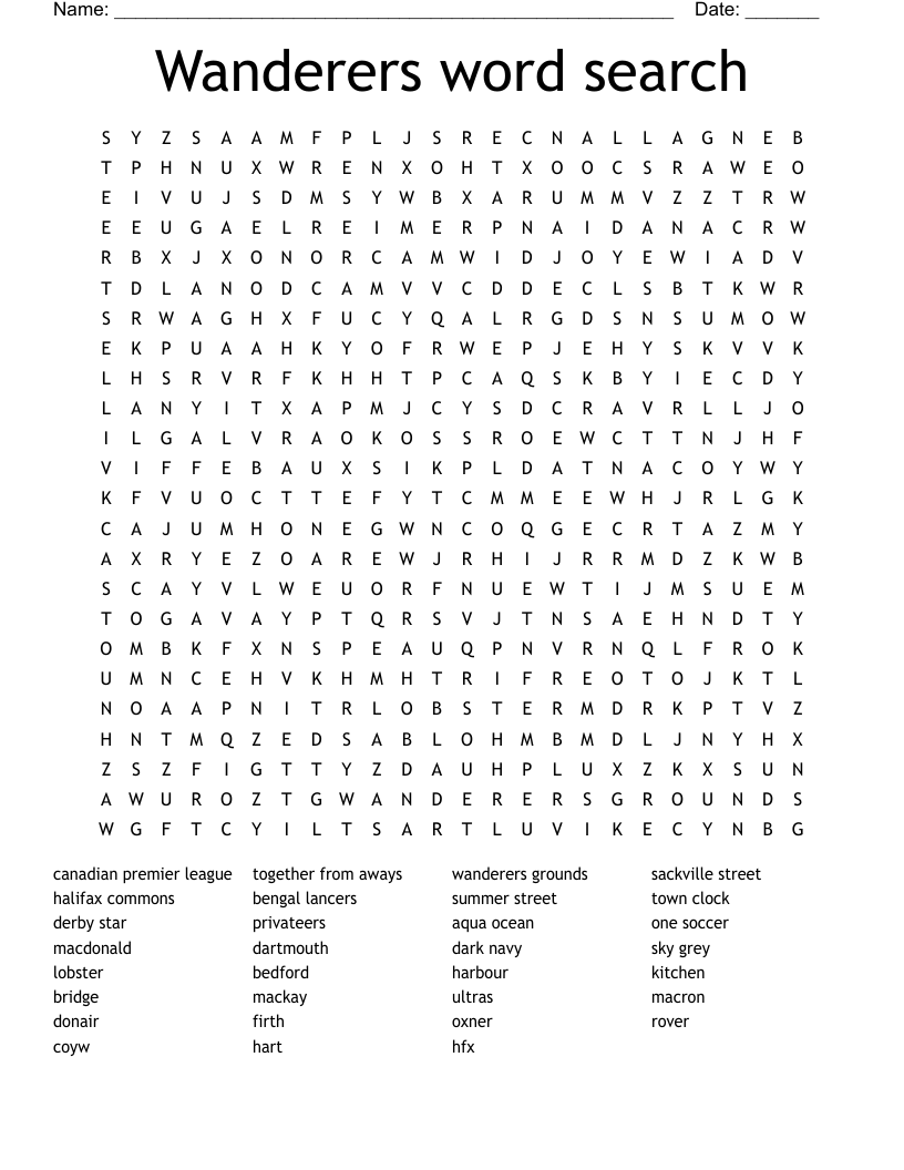 Wanderers word search
