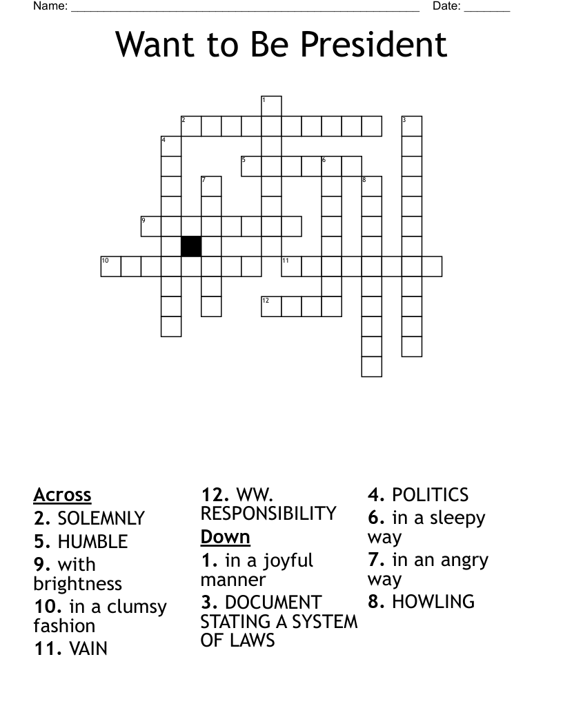 Want to Be President Crossword