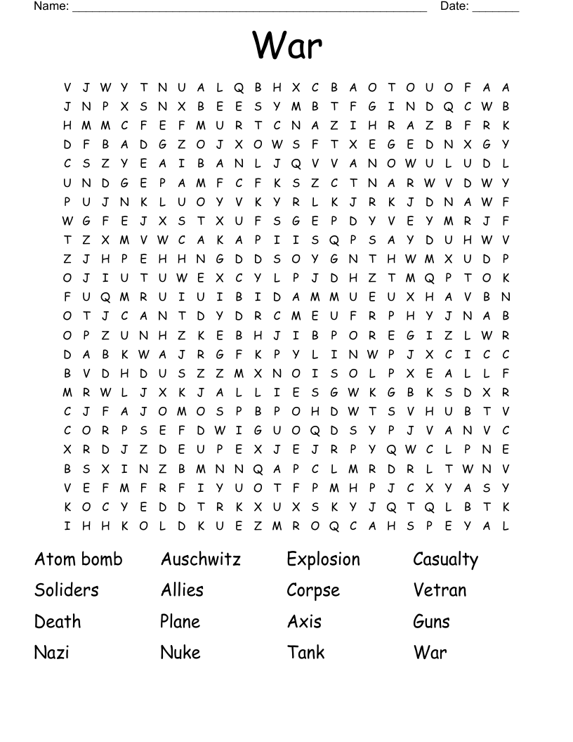 War Word Search