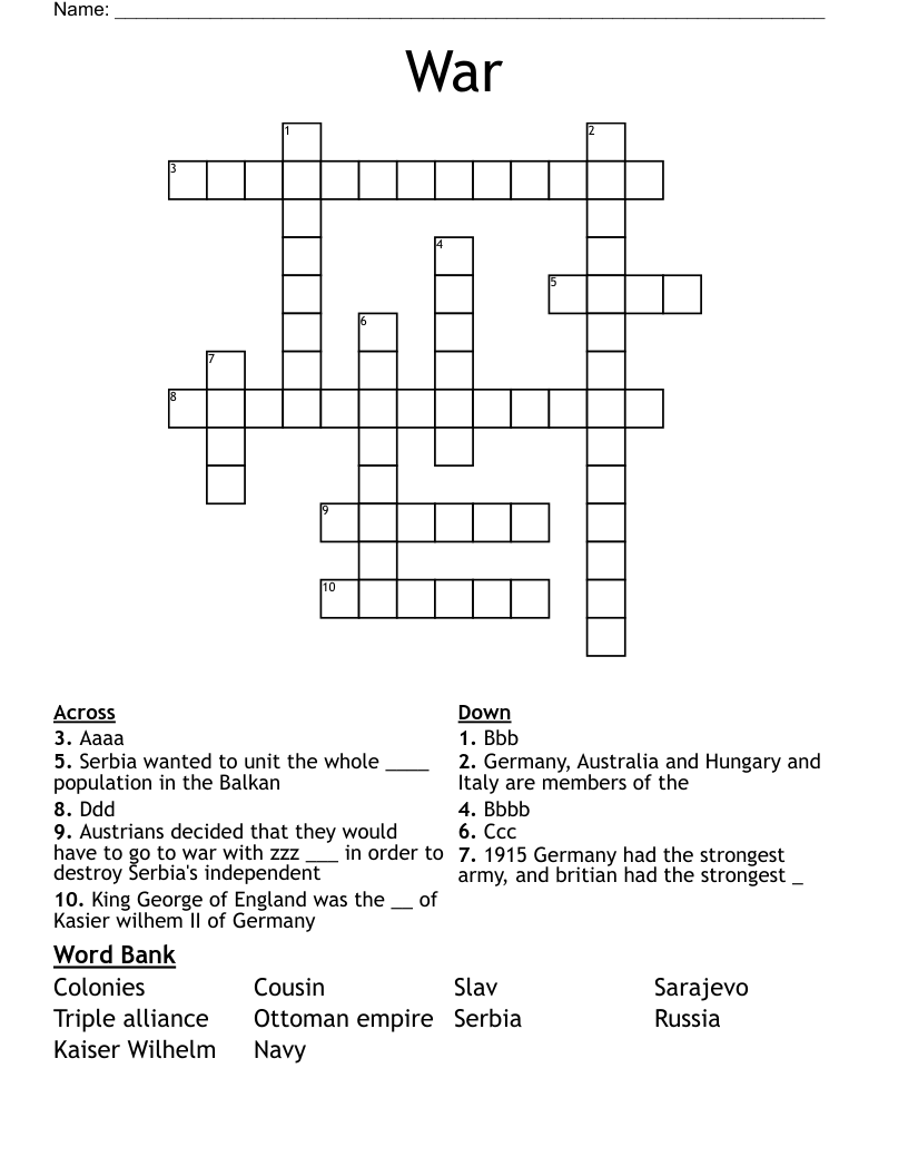 War Crossword