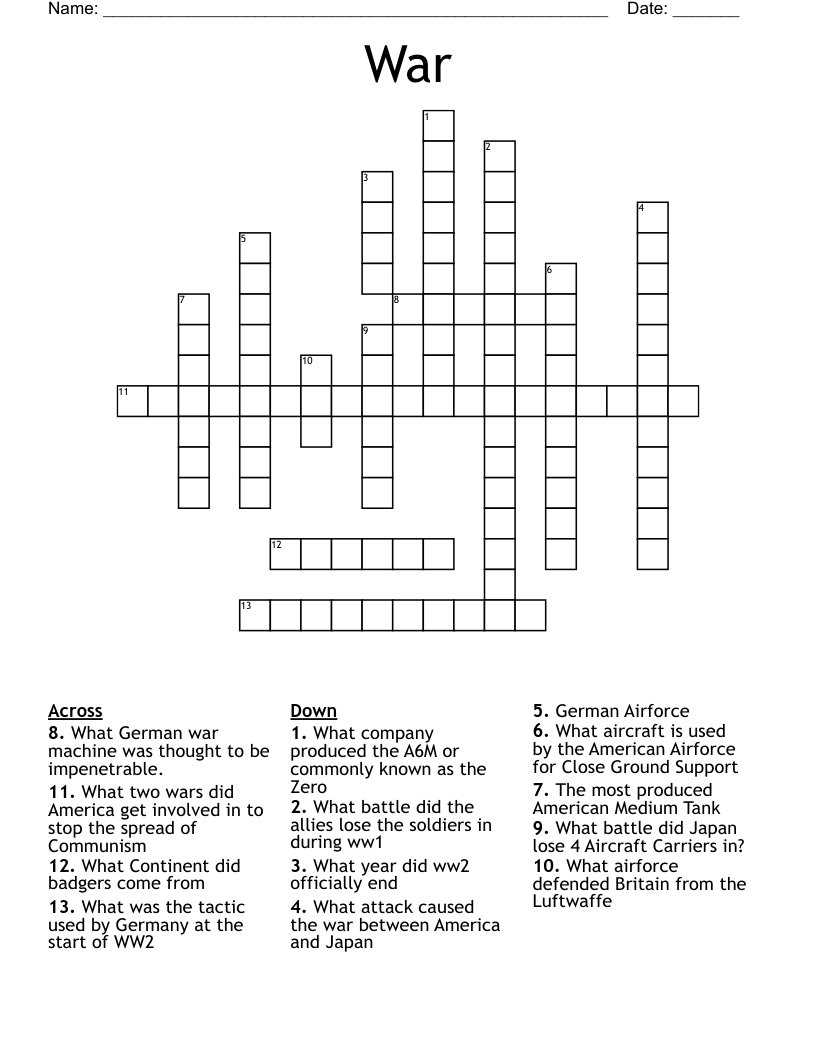 War Crossword