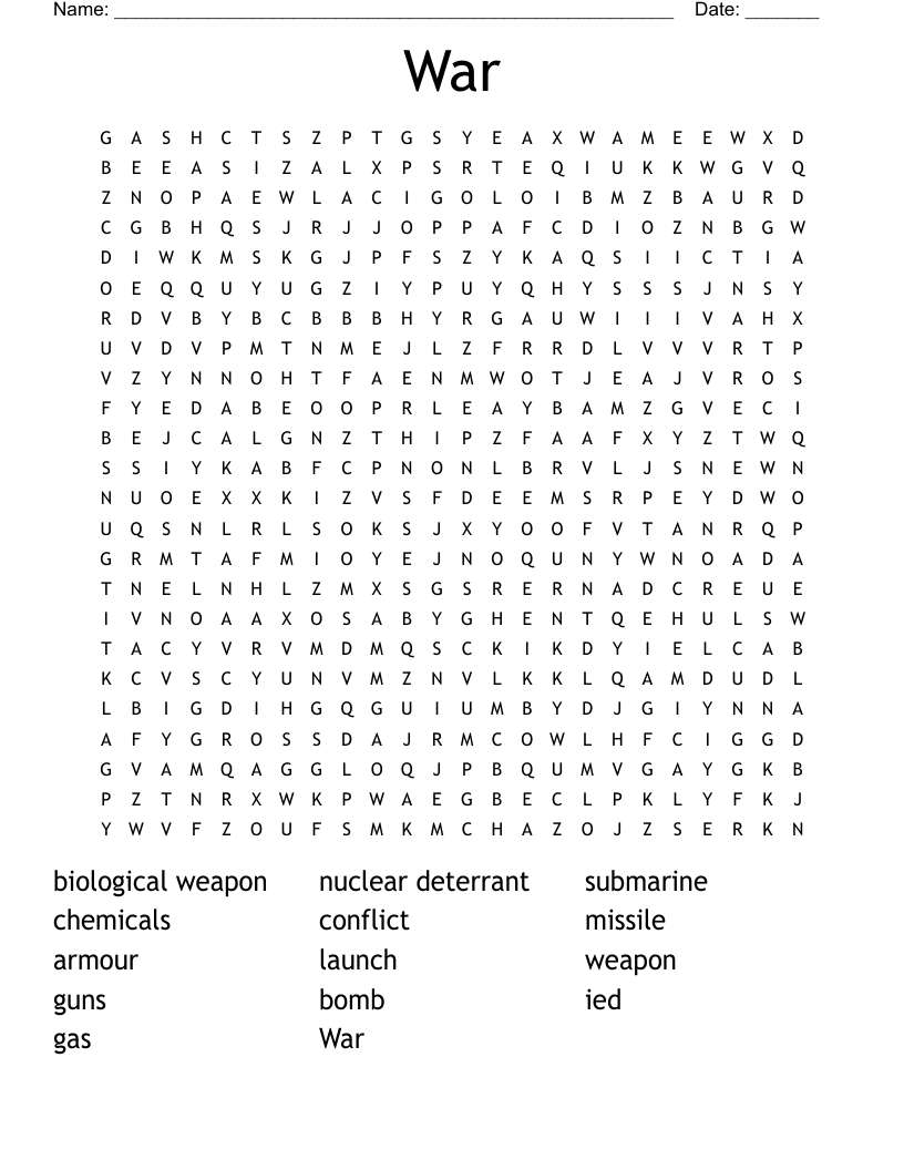 War Word Search