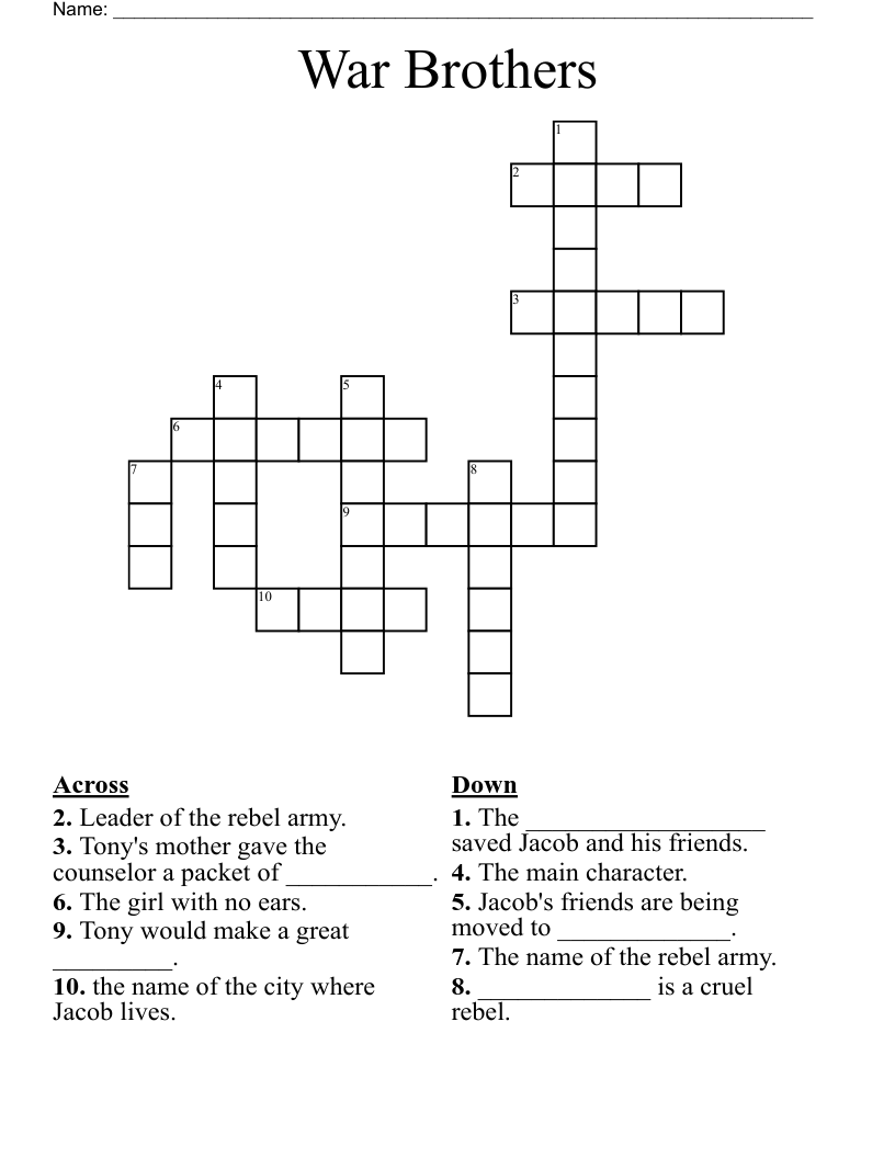 War Brothers Crossword
