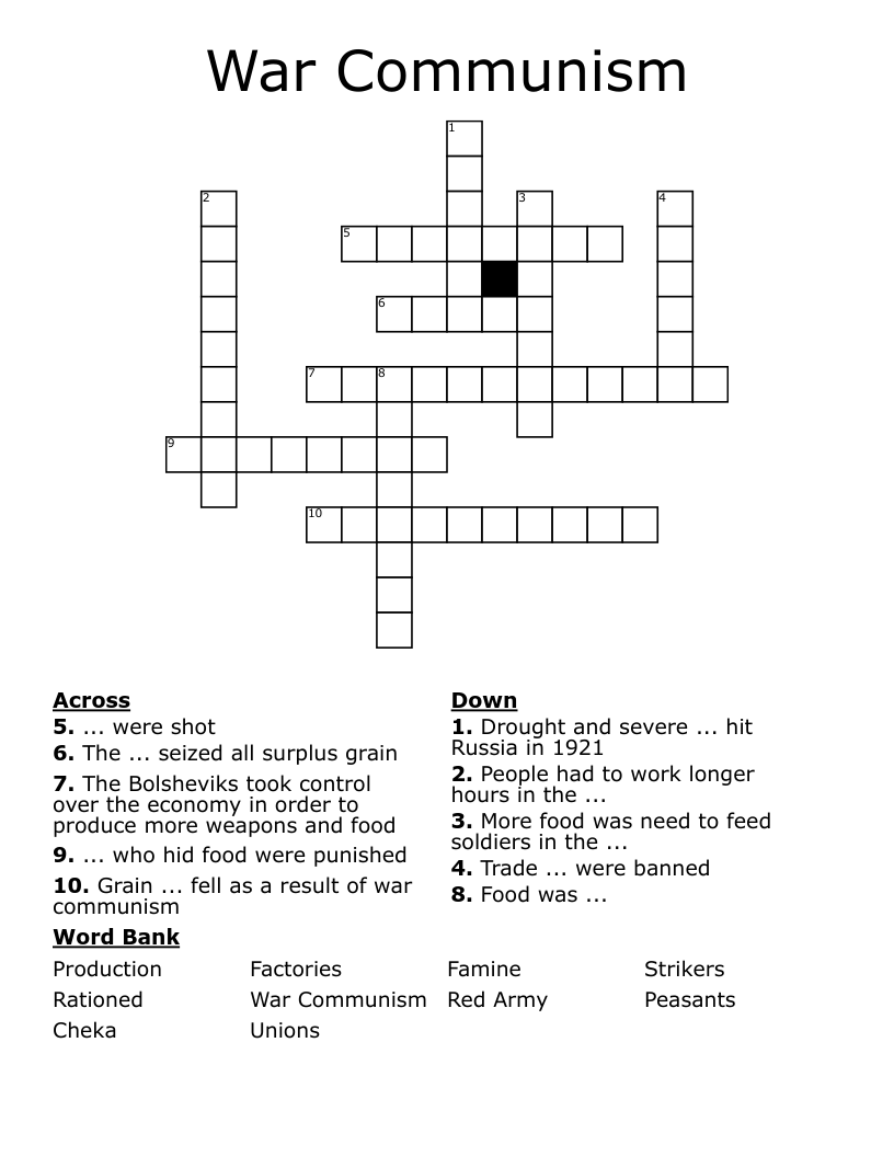 War Communism  Crossword