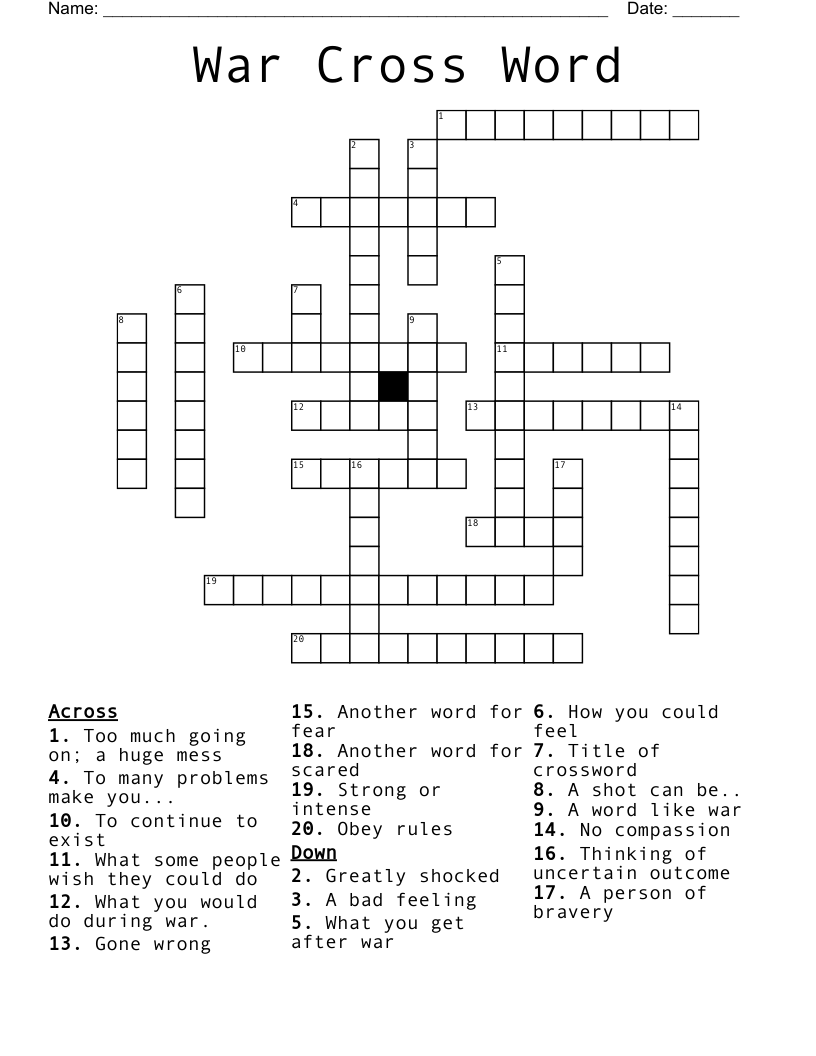 War Cross Word