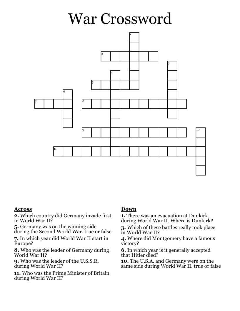 War Crossword