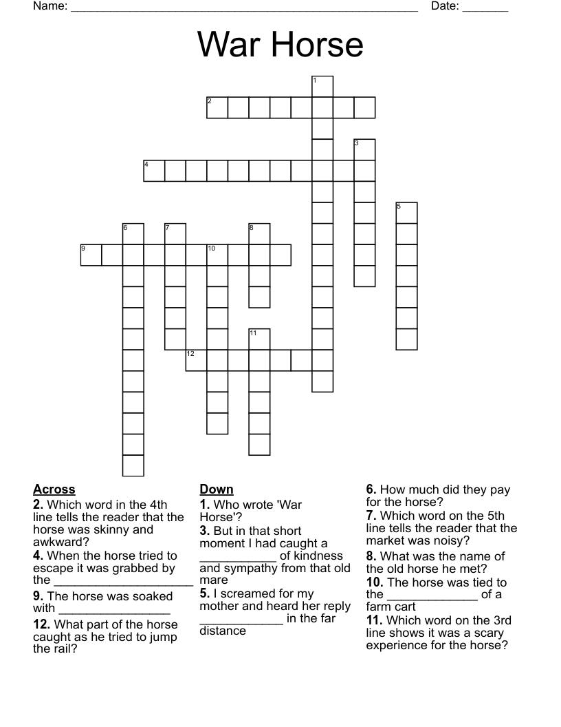 War Horse Crossword