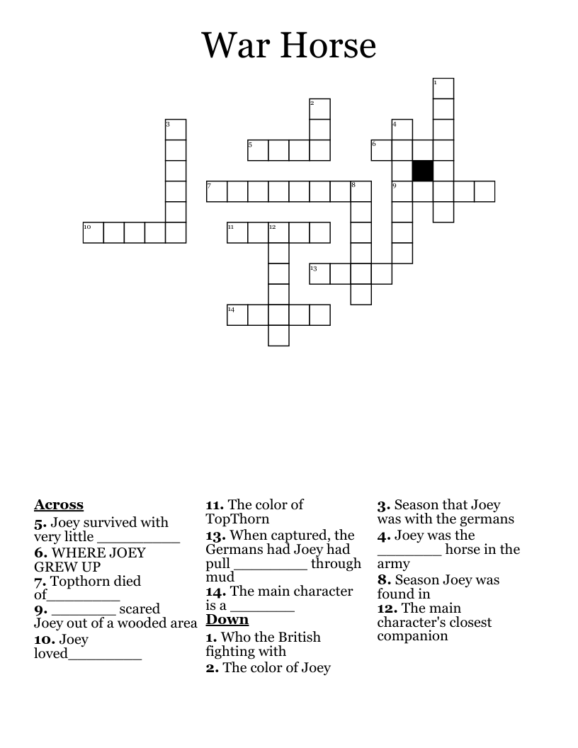 War Horse Crossword