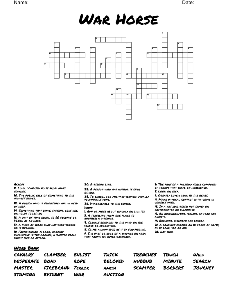 War Horse Crossword