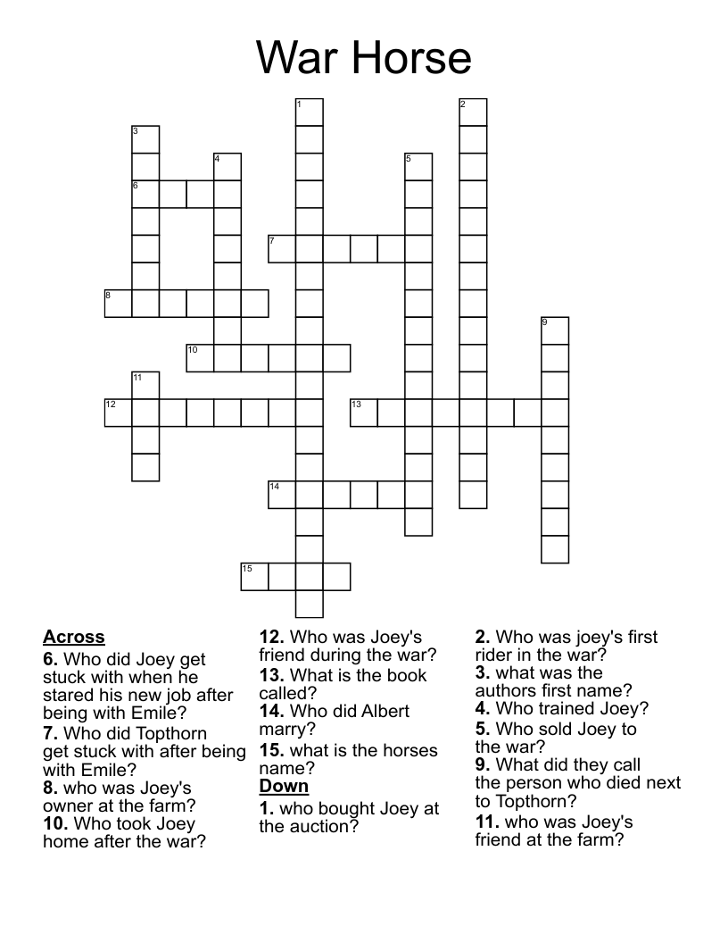 War Horse Crossword