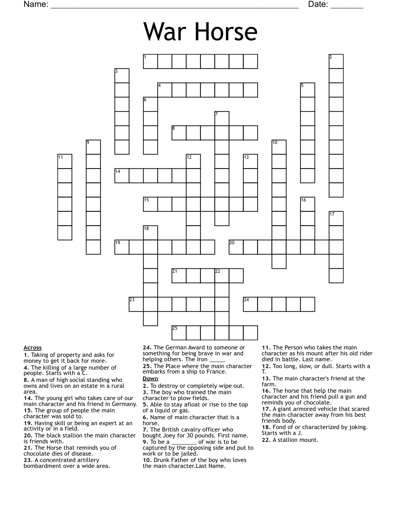 War Horse Crossword