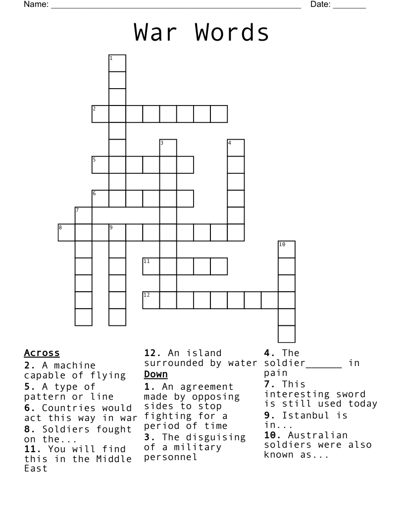 War Words Crossword