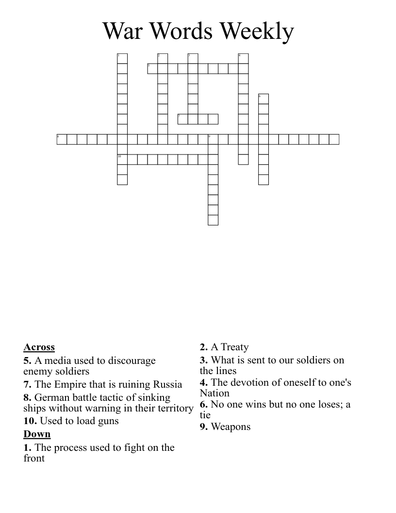 War Words Weekly Crossword