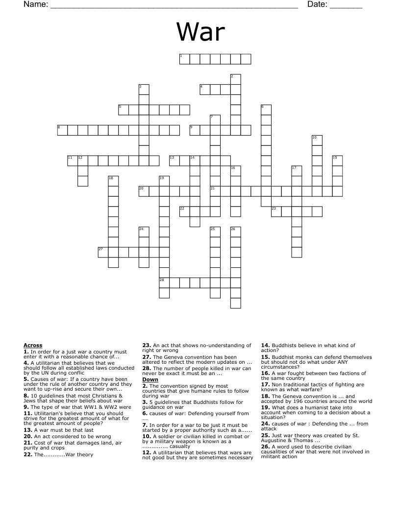 War  Crossword