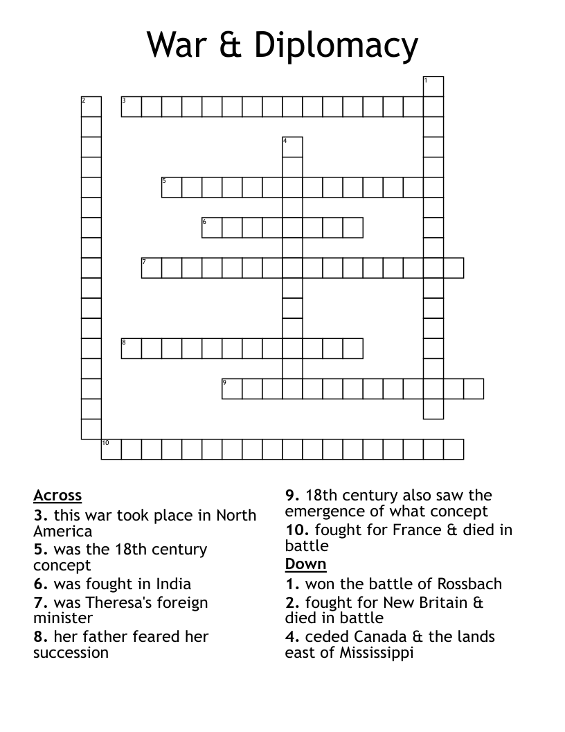War & Diplomacy  Crossword