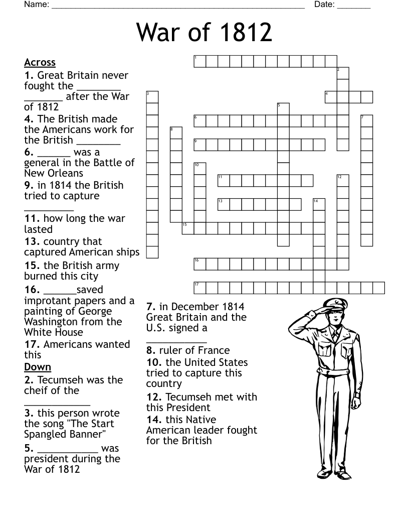 War of 1812 Crossword