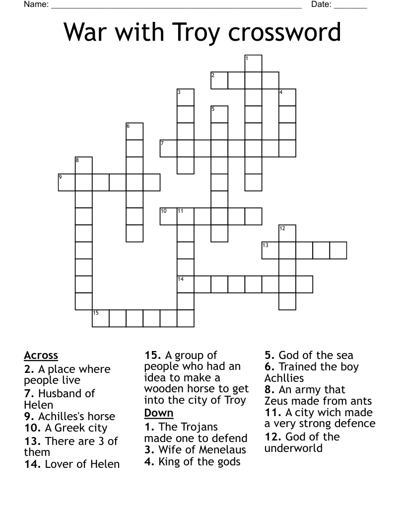 War with Troy crossword