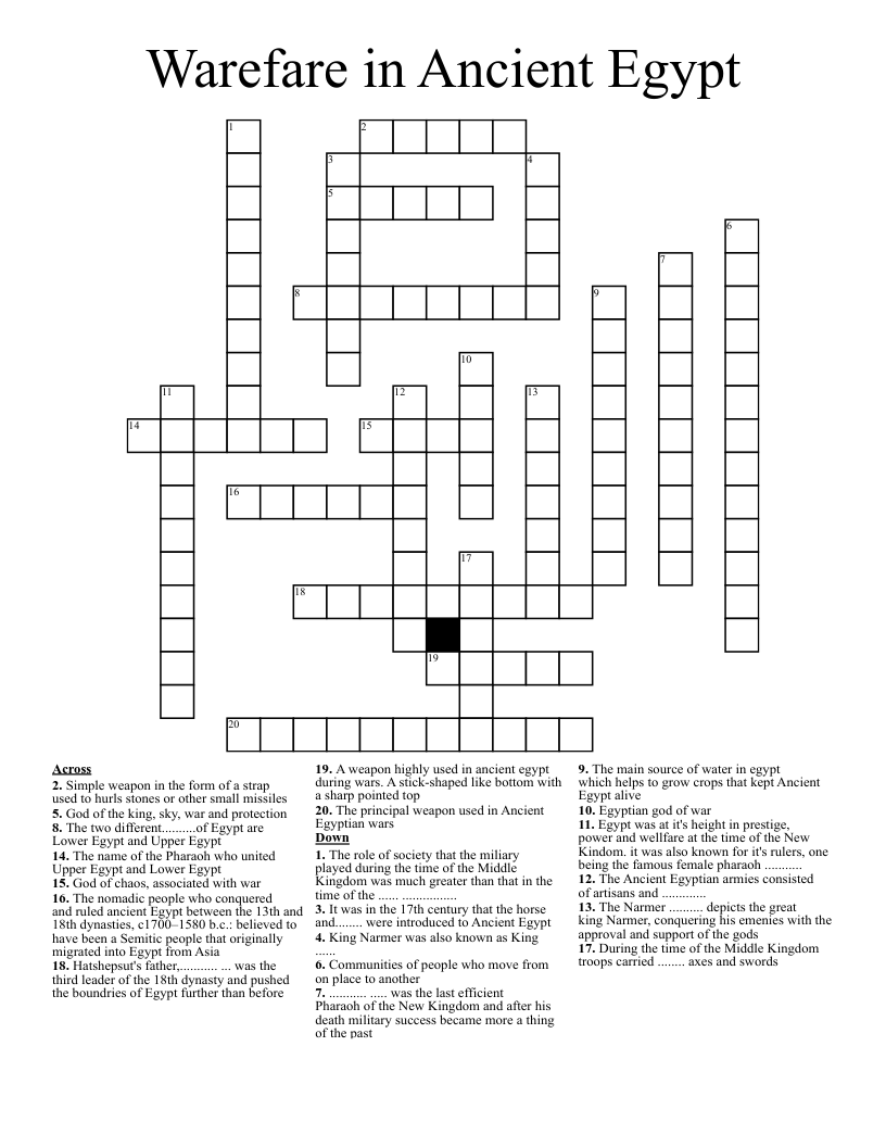 Warefare in Ancient Egypt Crossword