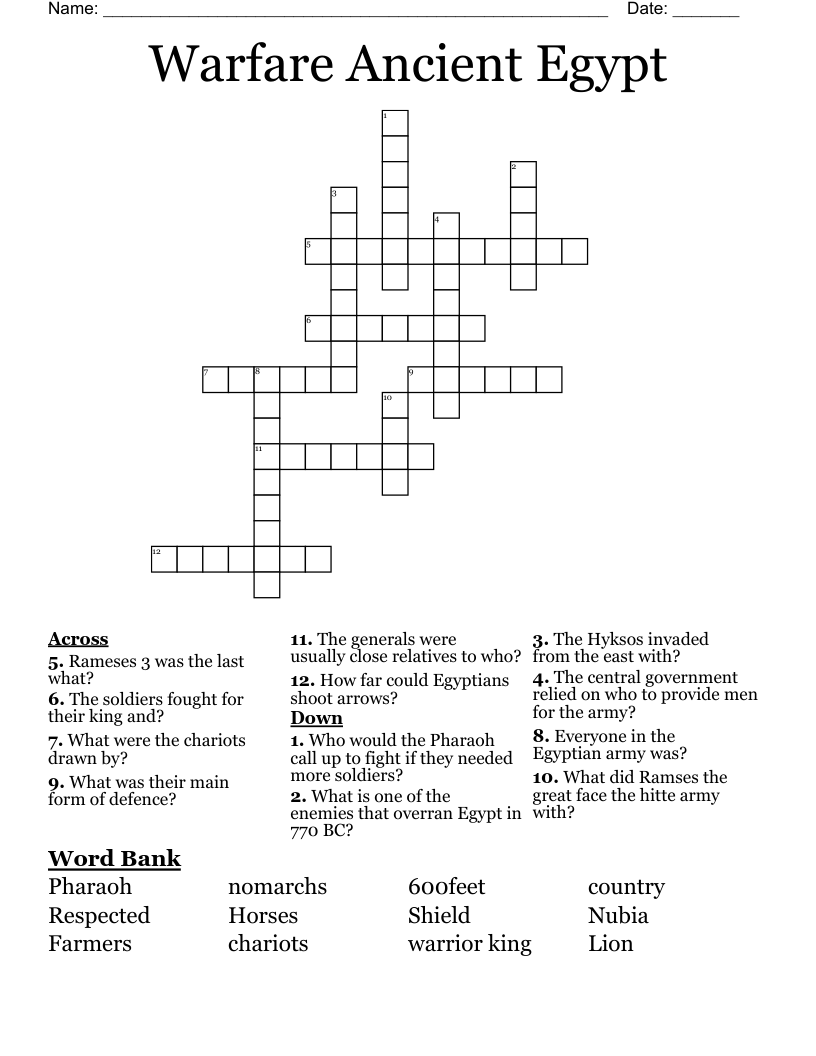 Warfare Ancient Egypt Crossword