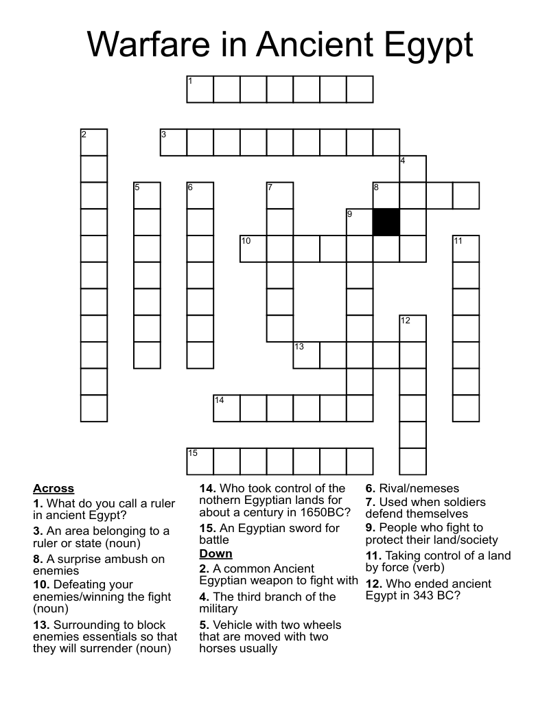 Warfare in Ancient Egypt  Crossword
