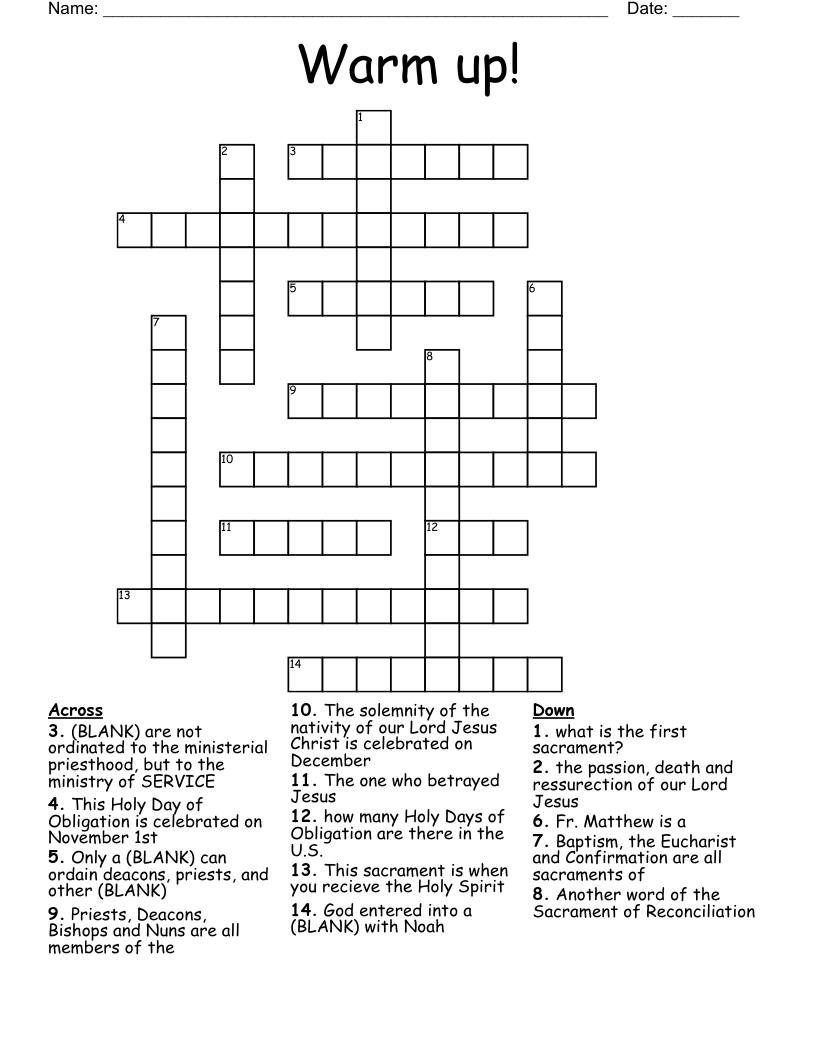 Warm up! Crossword